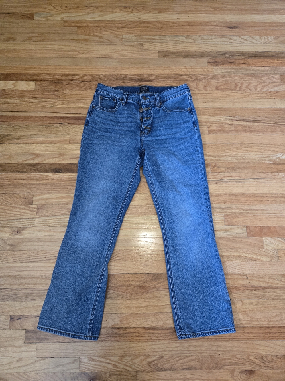 J. Crew Mid-Blue High Rise Cropped Flare Jeans